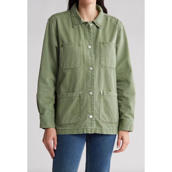 BLANKNYC Washed Green Oversized Shacket NWT Small - Picture 1 of 4